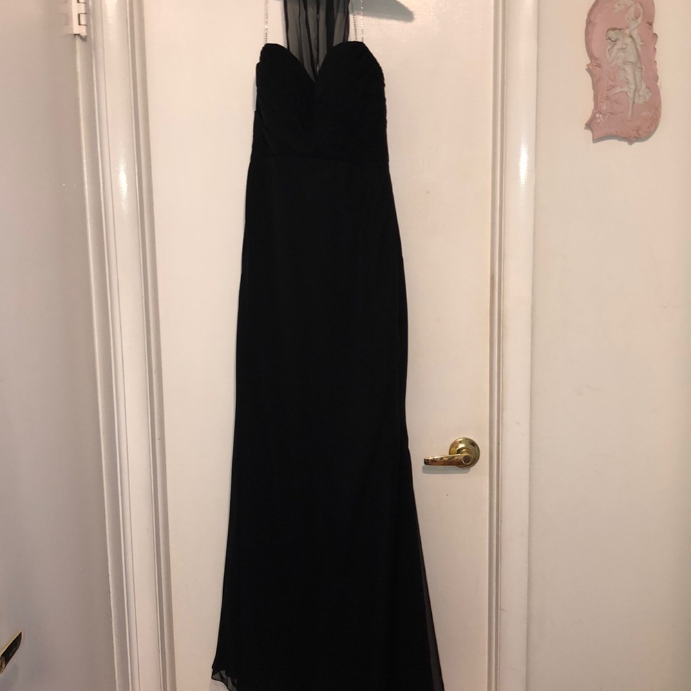 Kelly Faetanini Black Full Length Chiffon Gown